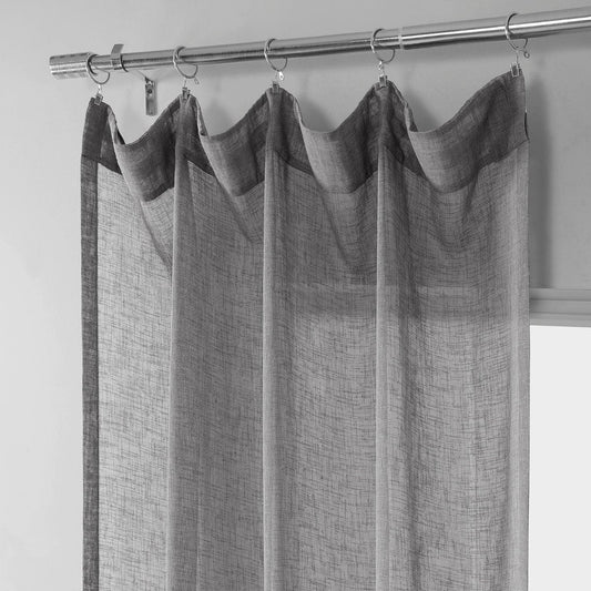 Gravel Grey Textured Faux Linen Sheer Curtain