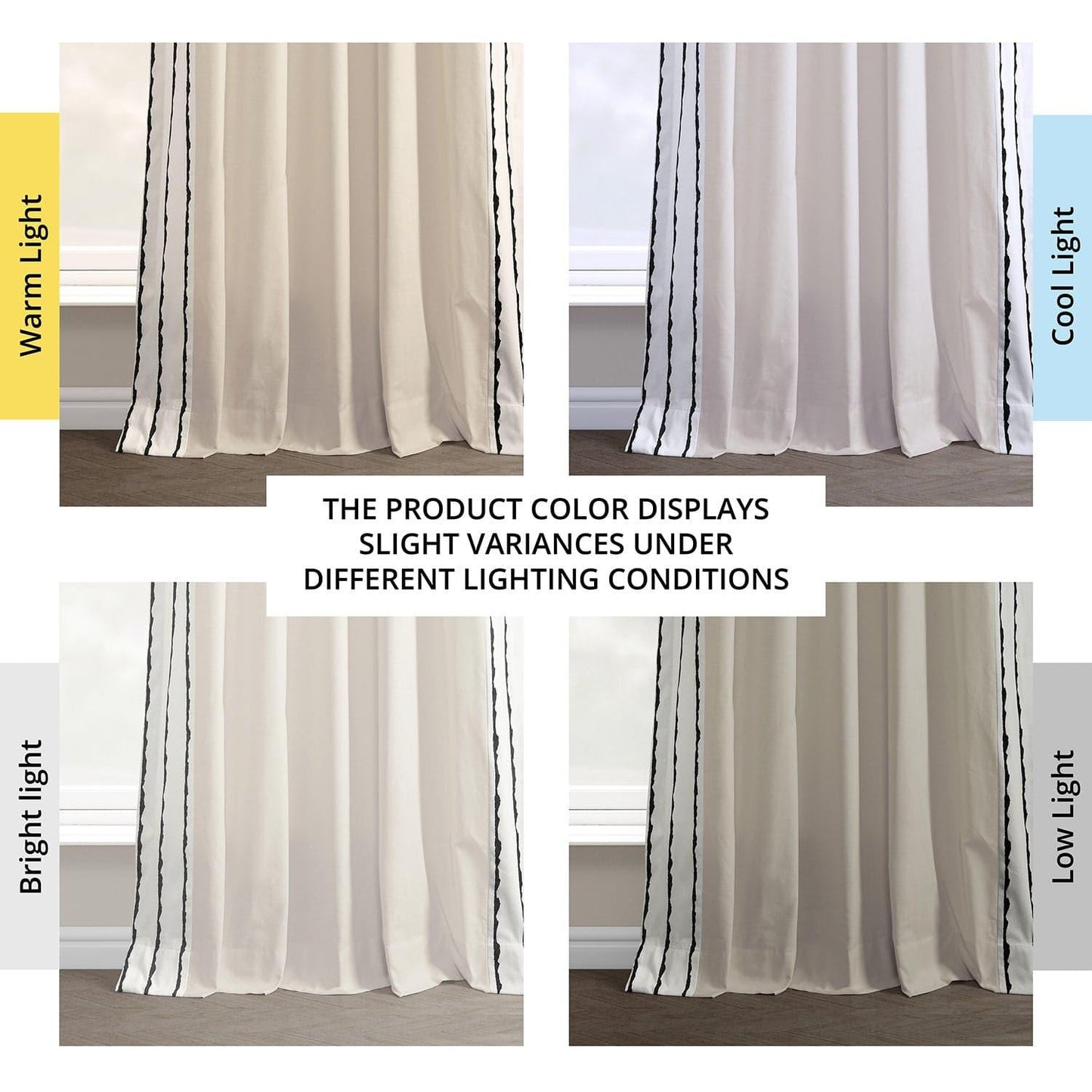 Sharkskin Black Striped Bordered Cotton Curtain