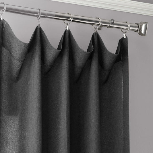 Black Abstract Ombre Faux Linen Curtain