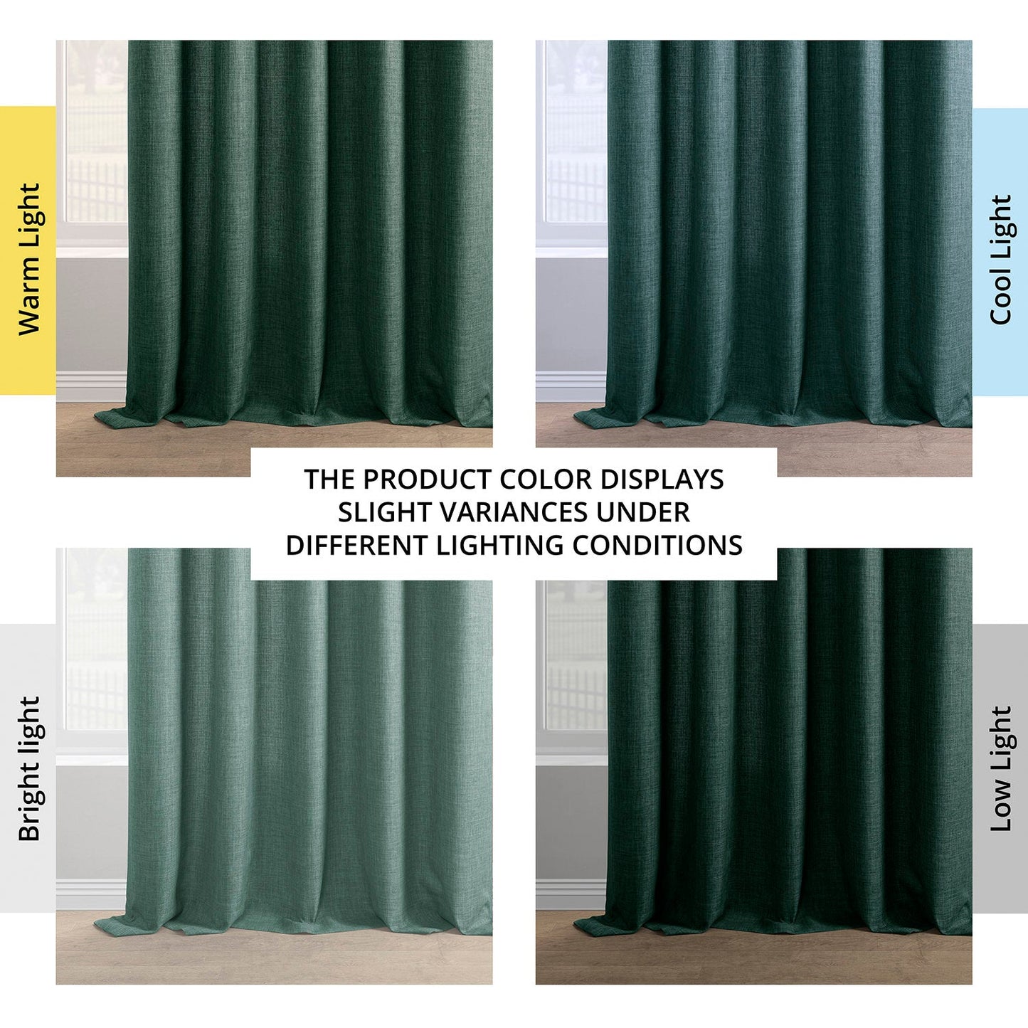 Empire Green Italian Faux Linen Room Darkening Curtain