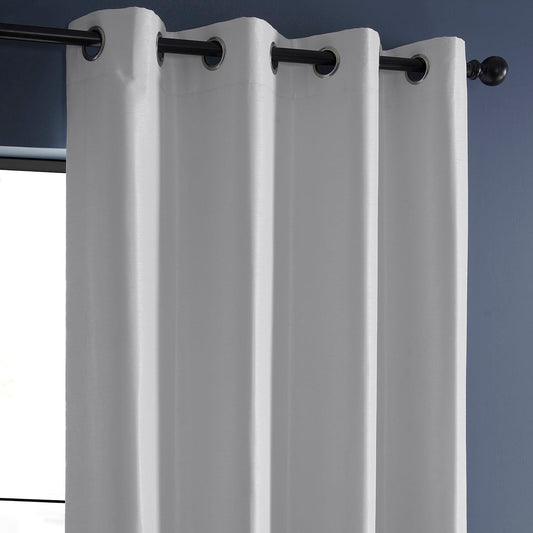 Grommet Vintage Textured Faux Silk Blackout Curtain