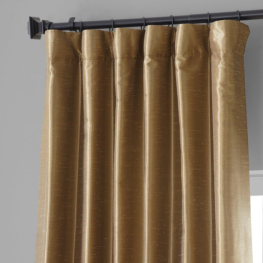 Charming Gold Vintage Faux Silk Hotel Blackout Curtain