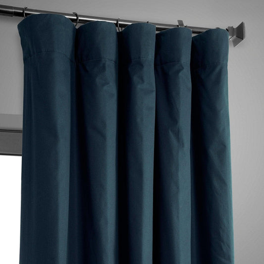 Navy Solid Cotton Hotel Blackout Curtain