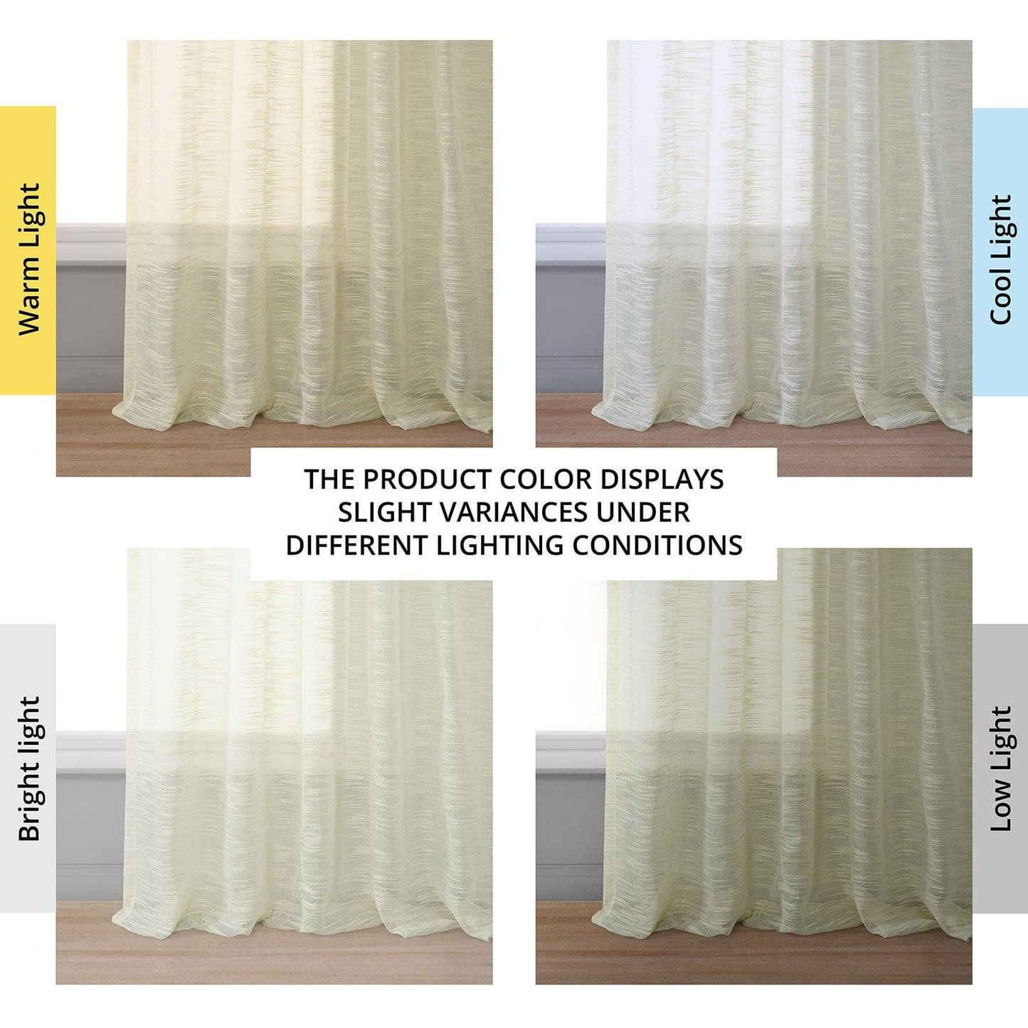 Worldly Cream Faux Linen Sheer Curtain Pair (2 Panels)