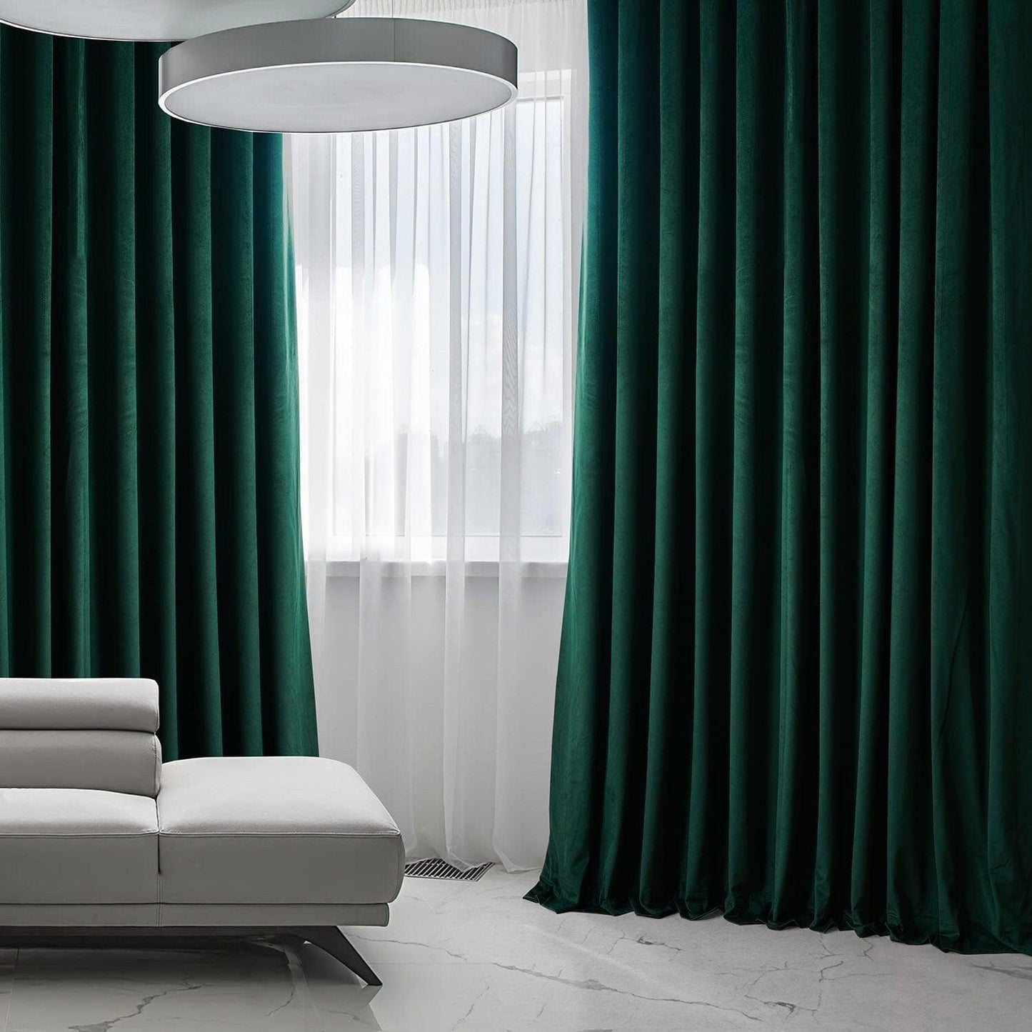 Spirit Green Extra Wide Signature Plush Velvet Hotel Blackout Curtain