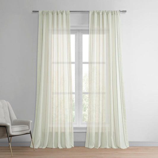 Gold Striped Linen Sheer Curtain
