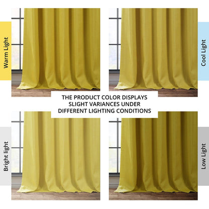 Ochre Textured Faux Linen Room Darkening Curtain
