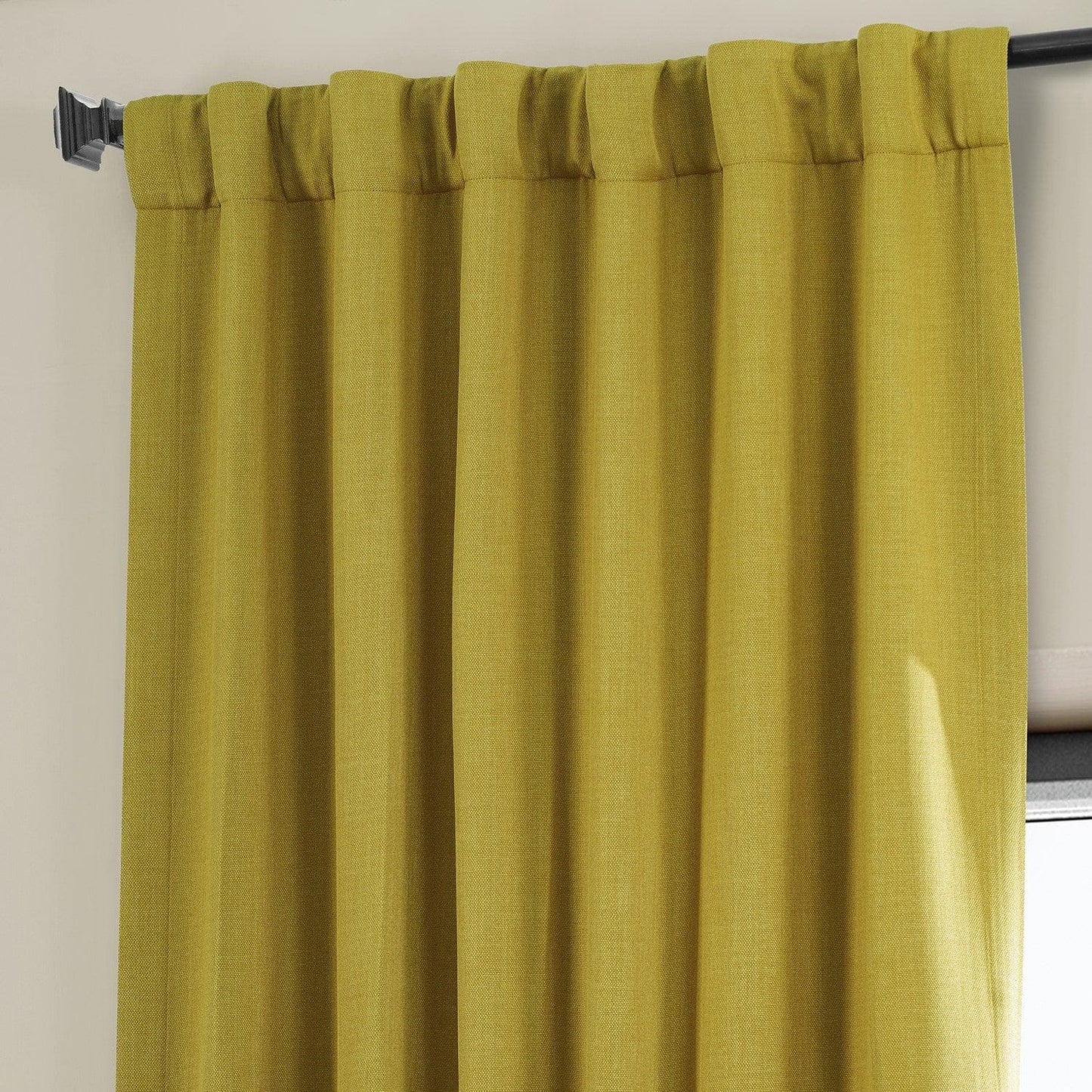 Ochre Textured Faux Linen Room Darkening Curtain