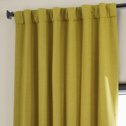 Ochre Textured Faux Linen Room Darkening Curtain