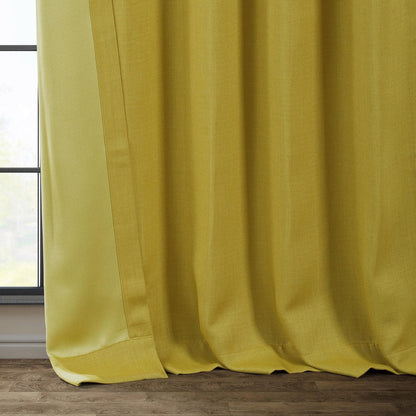 Ochre Textured Faux Linen Room Darkening Curtain