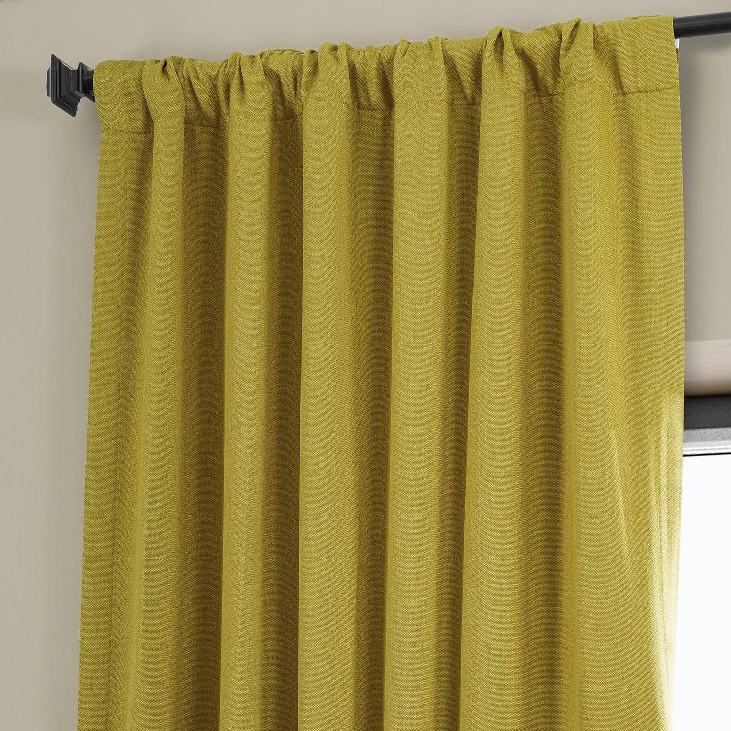 Ochre Textured Faux Linen Room Darkening Curtain