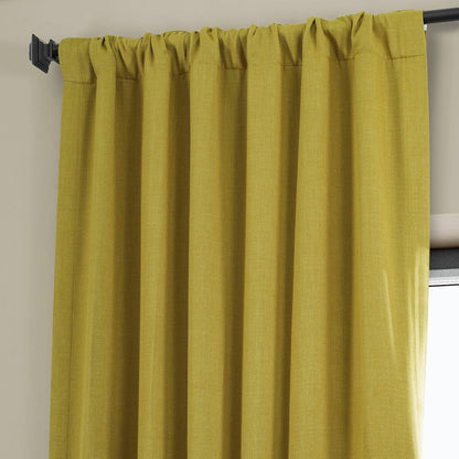 Ochre Textured Faux Linen Room Darkening Curtain