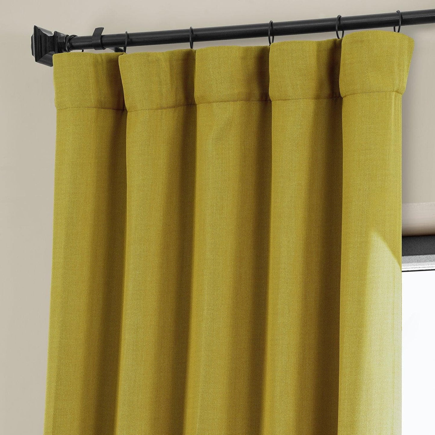 Ochre Textured Faux Linen Room Darkening Curtain