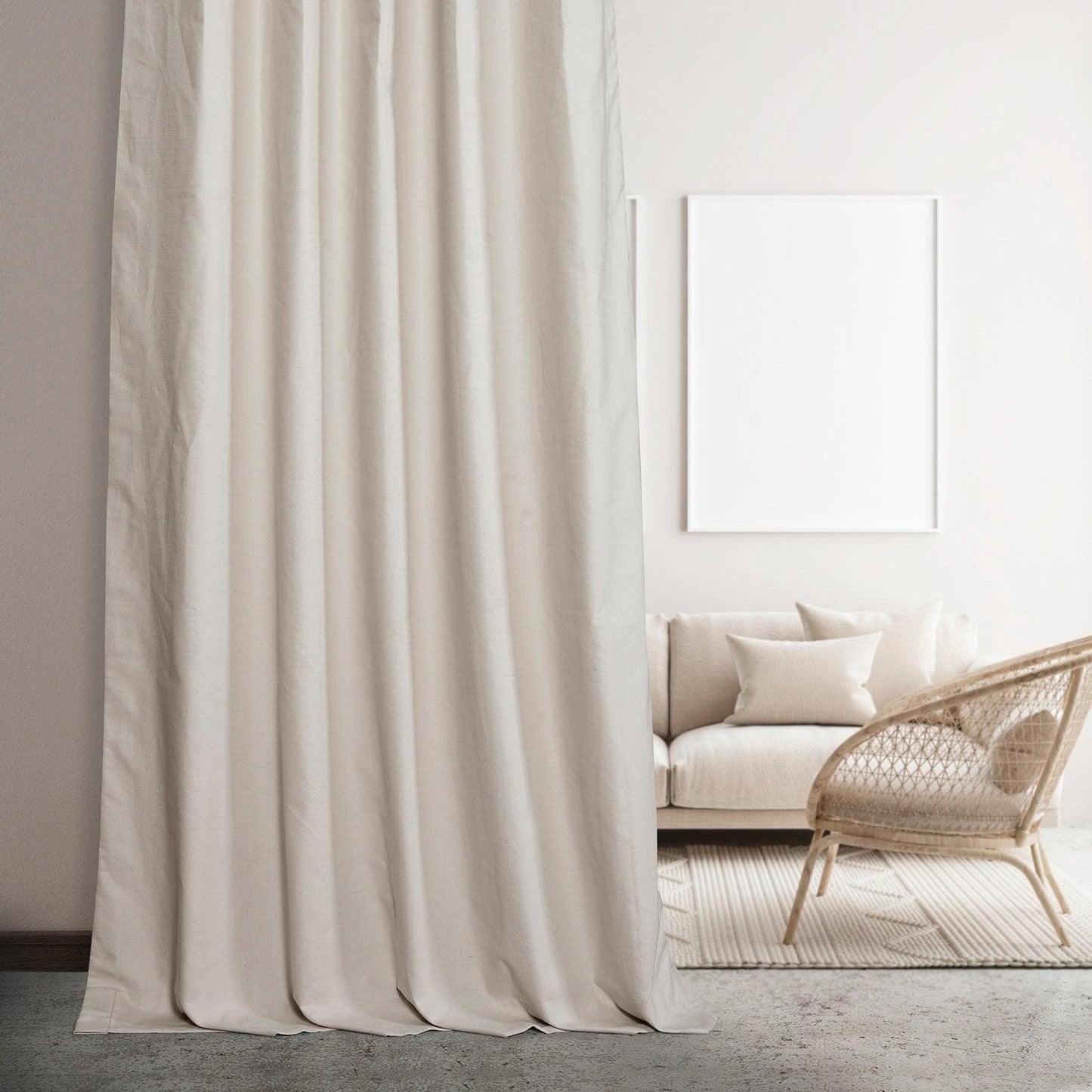 Fable Beige Dune Textured Cotton Hotel Blackout Curtain