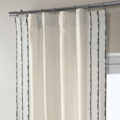 Sharkskin Black Striped Bordered Cotton Curtain