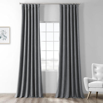 Modern Grey Heathered Woolen Weave Room Darkening Curtain