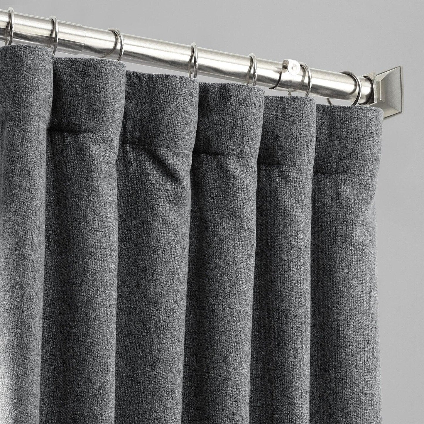 Modern Grey Heathered Woolen Weave Room Darkening Curtain