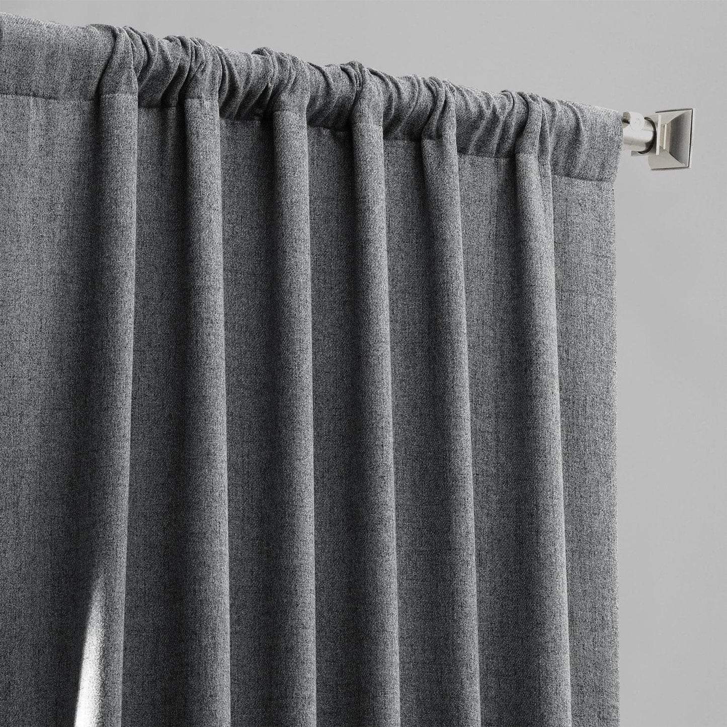 Modern Grey Heathered Woolen Weave Room Darkening Curtain
