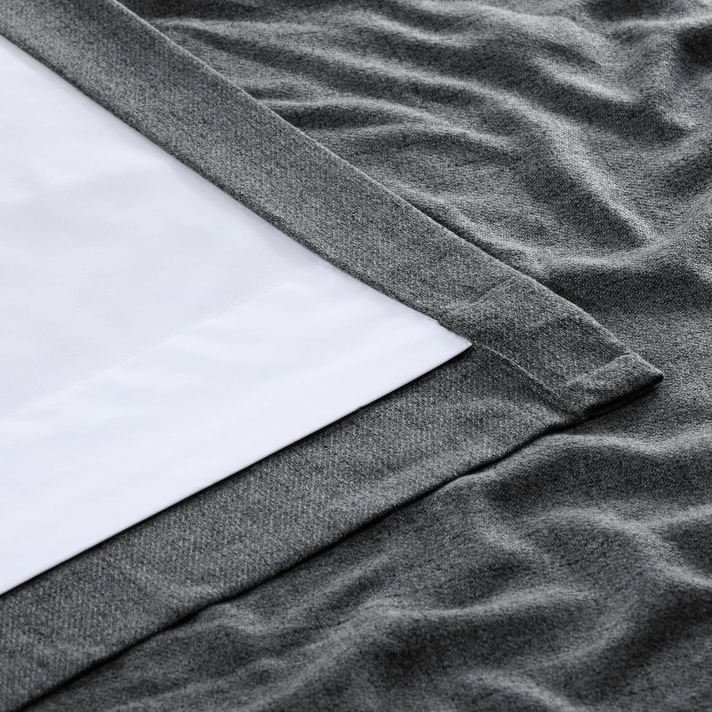 Modern Grey Heathered Woolen Weave Room Darkening Curtain