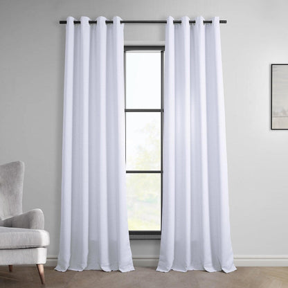 Dove White Grommet Italian Faux Linen Room Darkening Curtain