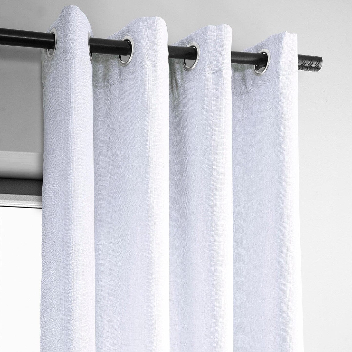 Dove White Grommet Italian Faux Linen Room Darkening Curtain
