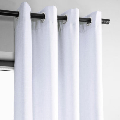 Dove White Grommet Italian Faux Linen Room Darkening Curtain
