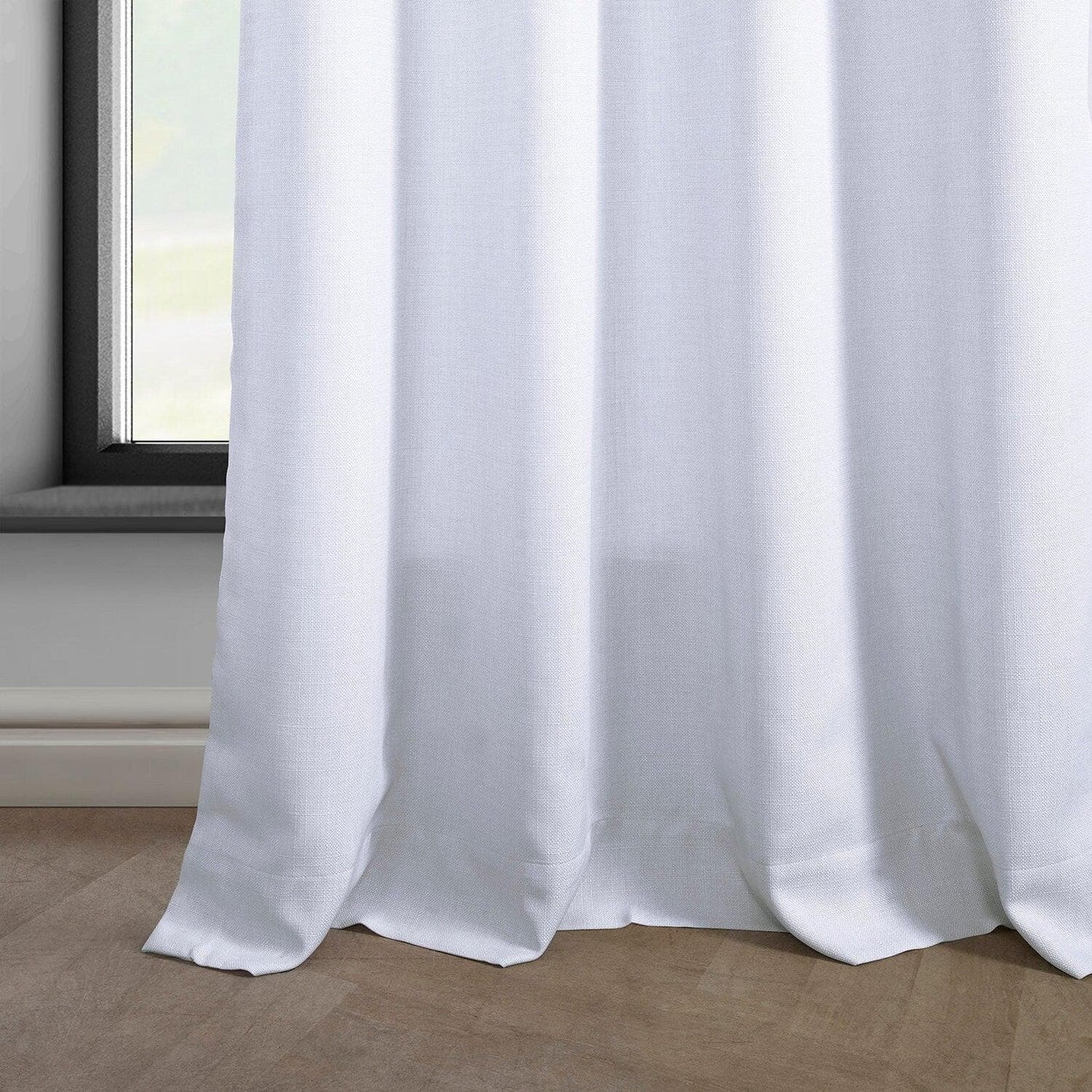 Dove White Grommet Italian Faux Linen Room Darkening Curtain