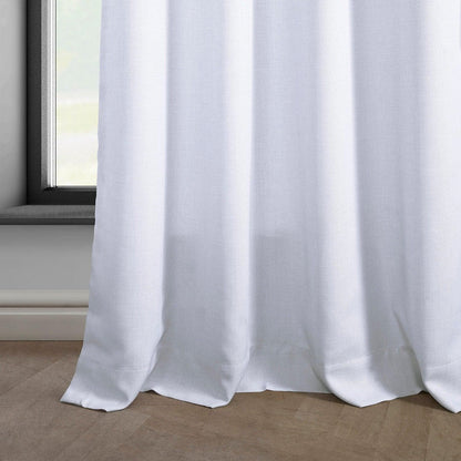 Dove White Grommet Italian Faux Linen Room Darkening Curtain