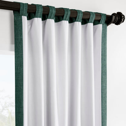 Empire Green Italian Faux Linen Room Darkening Curtain