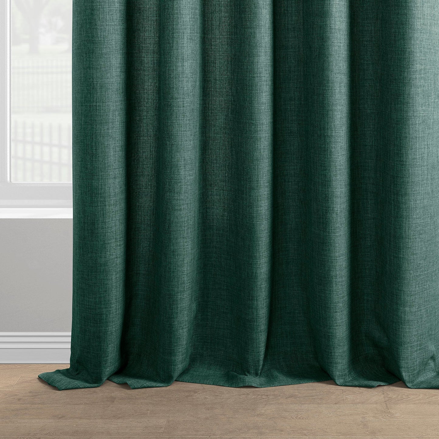 Empire Green Italian Faux Linen Room Darkening Curtain