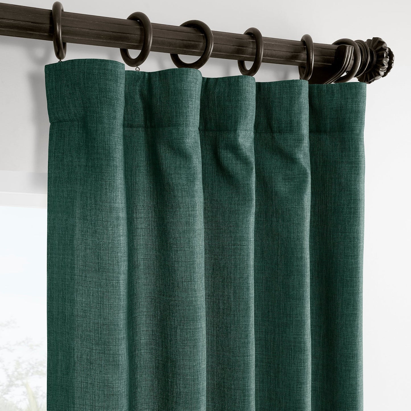 Empire Green Italian Faux Linen Room Darkening Curtain