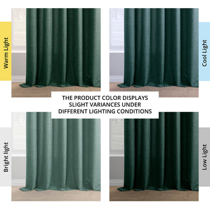 Empire Green Italian Faux Linen Room Darkening Curtain