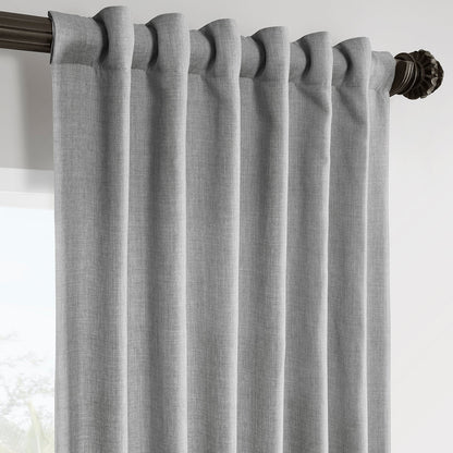 Portrait Grey Italian Faux Linen Room Darkening Curtain