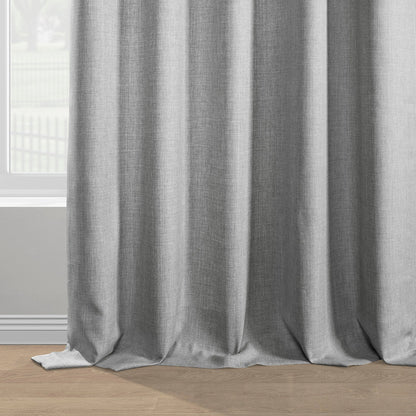 Portrait Grey Italian Faux Linen Room Darkening Curtain
