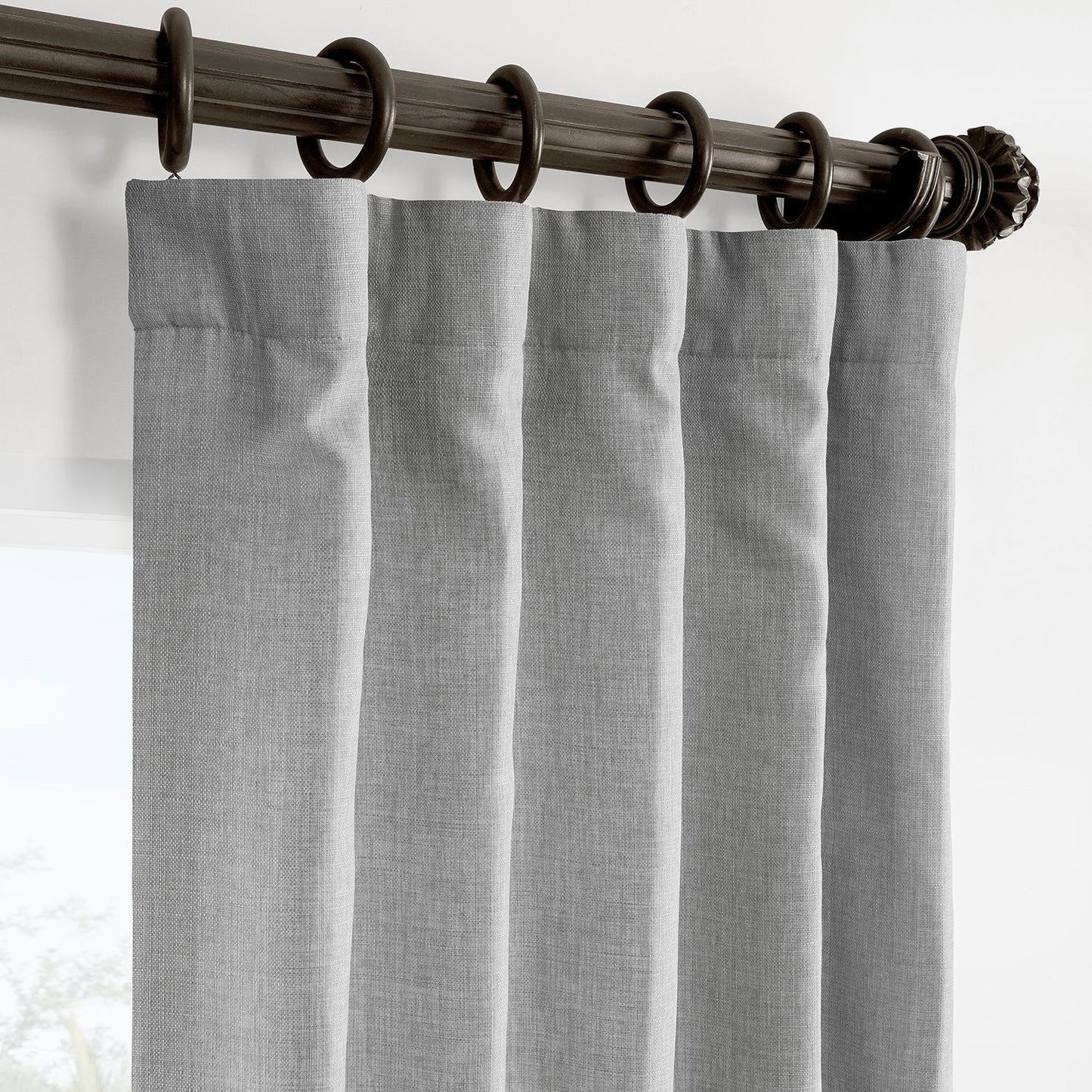 Portrait Grey Italian Faux Linen Room Darkening Curtain