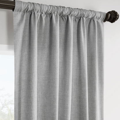 Portrait Grey Italian Faux Linen Room Darkening Curtain