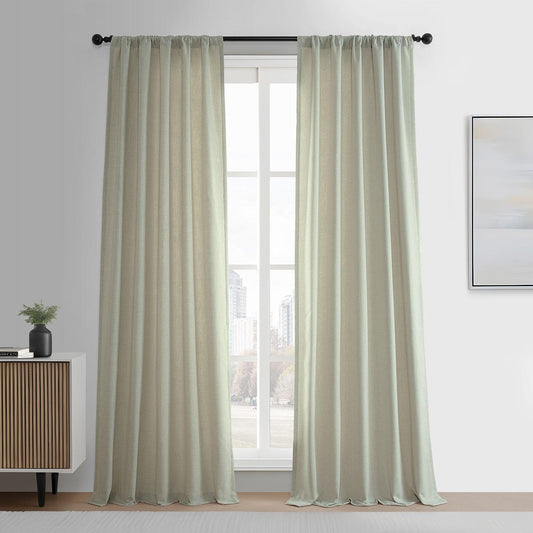 Greige Simply Faux Linen Curtain Pair (2 Panels)
