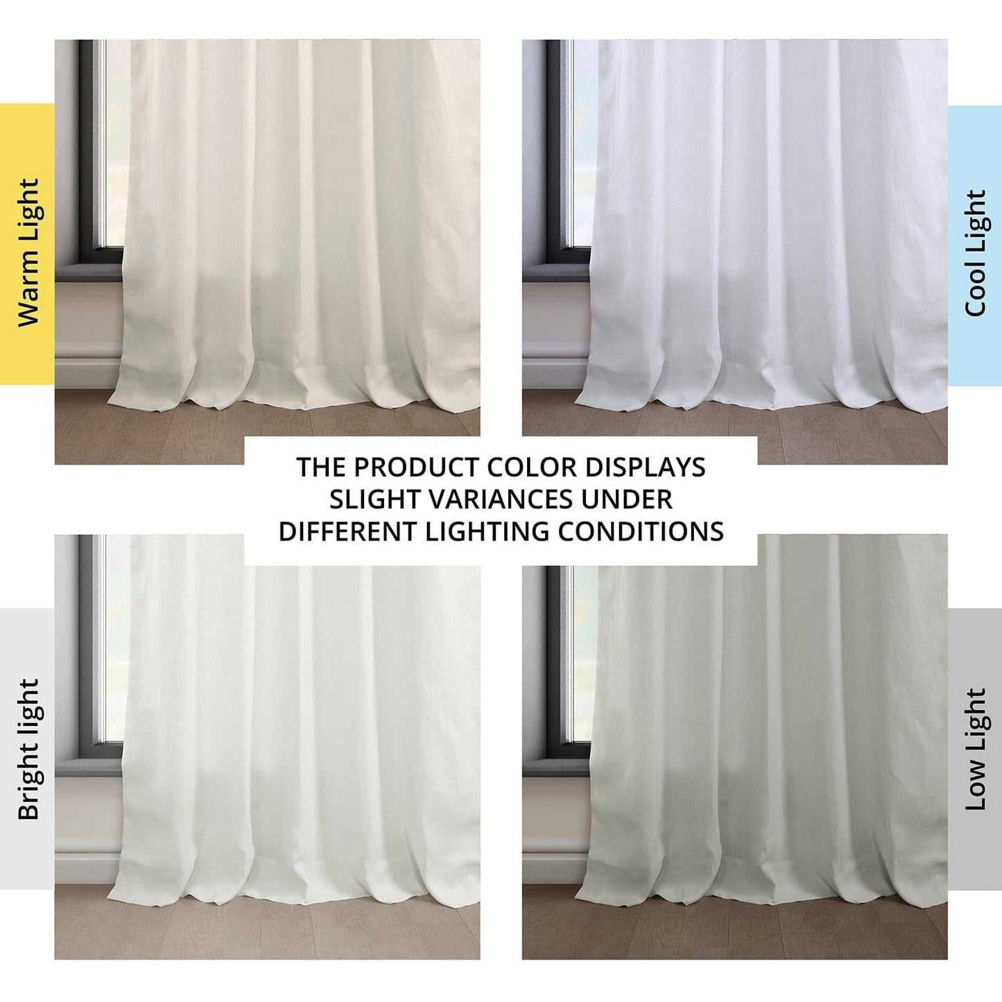 Warm White Euro Linen Room Darkening Curtain