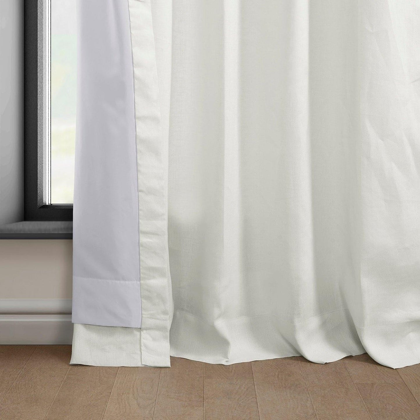 Warm White Euro Linen Room Darkening Curtain