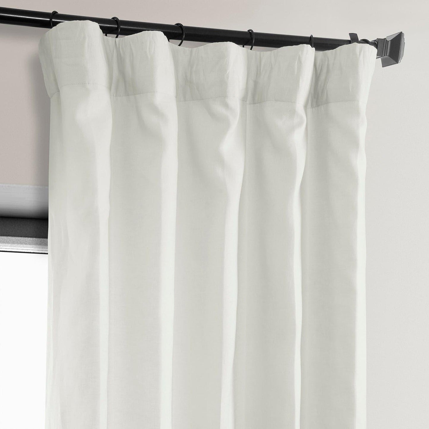 Warm White Euro Linen Room Darkening Curtain