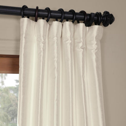 Translucent Cream Yarn Dyed Faux Dupioni Silk Room Darkening Curtain