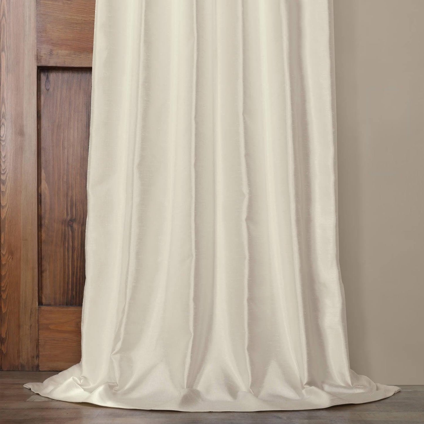 Translucent Cream Yarn Dyed Faux Dupioni Silk Room Darkening Curtain