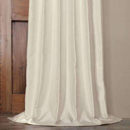 Translucent Cream Yarn Dyed Faux Dupioni Silk Room Darkening Curtain