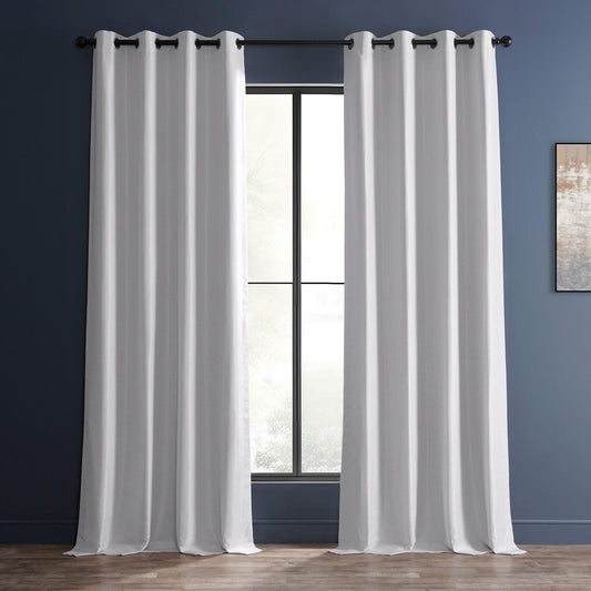 Grommet Vintage Textured Faux  Silk Blackout Curtain