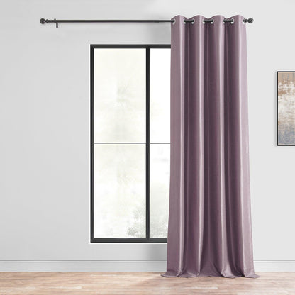 Smokey Plum Grommet Vintage Textured Faux Dupioni Silk Blackout Curtain