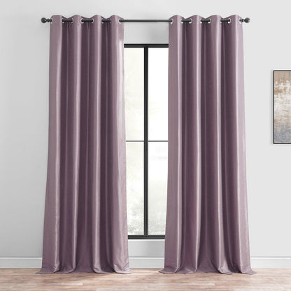 Smokey Plum Grommet Vintage Textured Faux Dupioni Silk Blackout Curtain