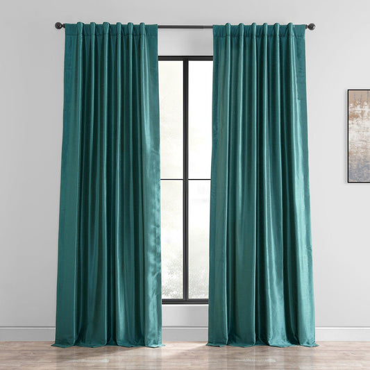 Vintage Textured Faux  Silk Blackout Curtain
