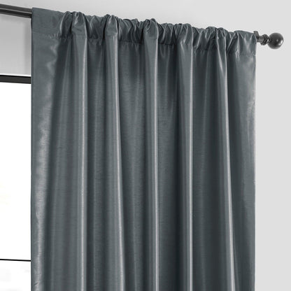 Arrowhead Grey Vintage Textured Faux Dupioni Silk Curtain