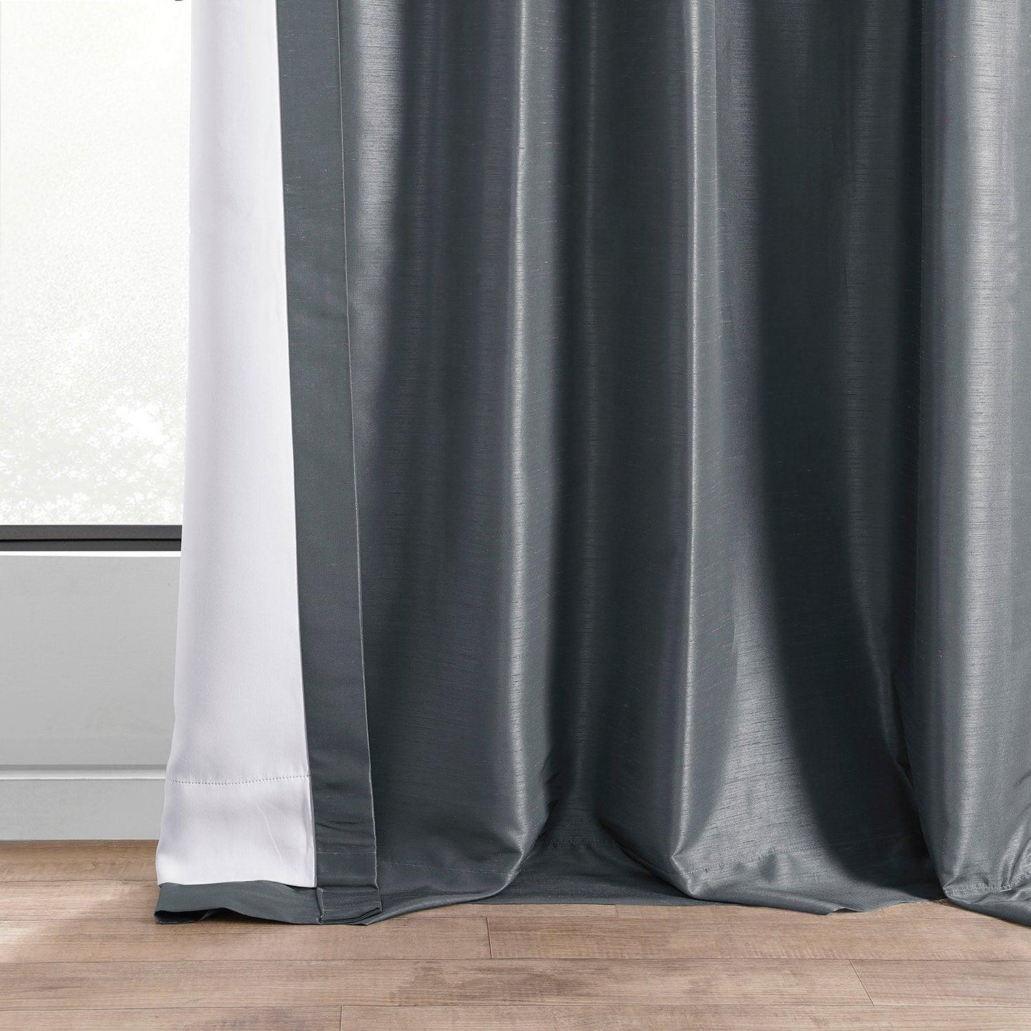 Arrowhead Grey Vintage Textured Faux Dupioni Silk Curtain