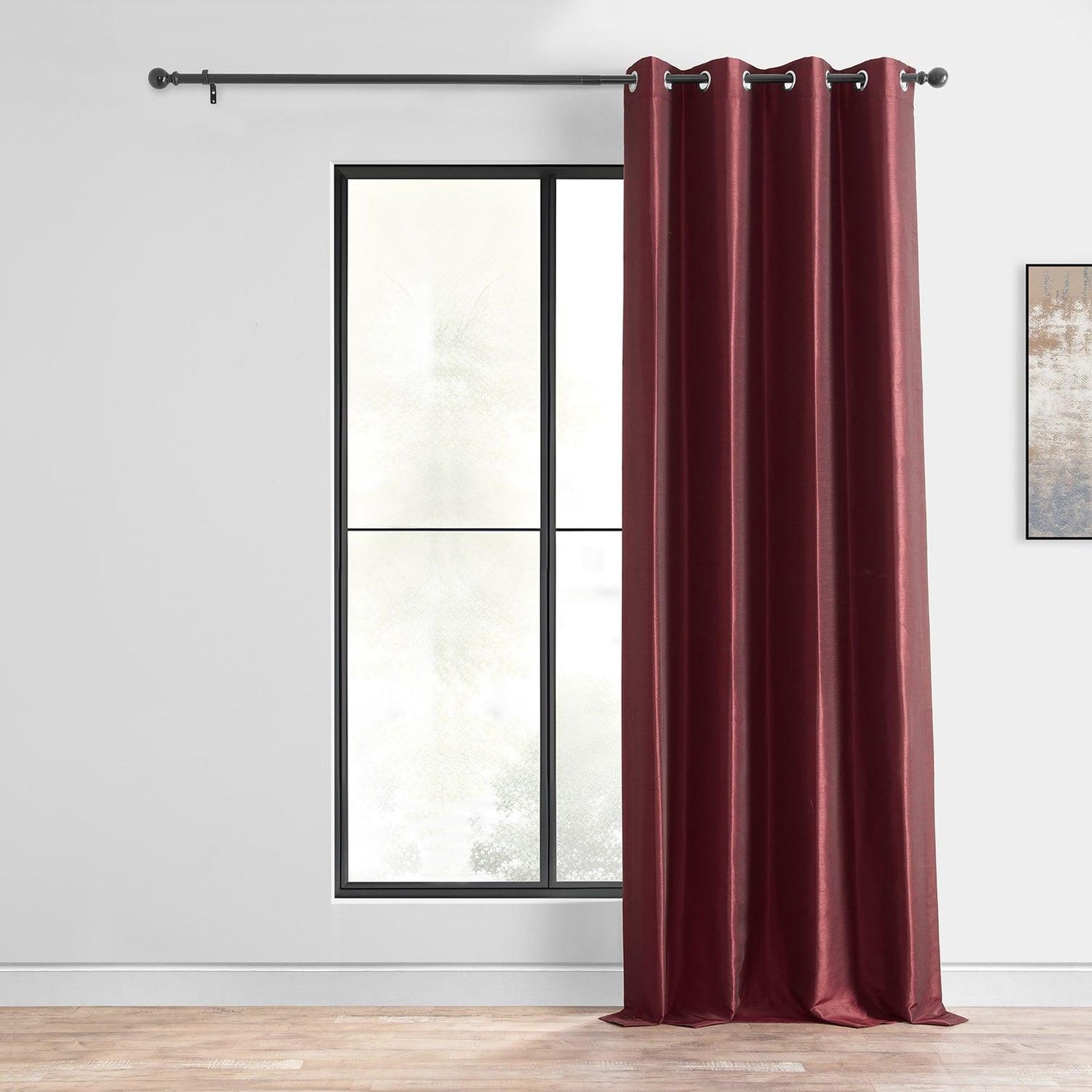 Ruby Grommet Vintage Textured Faux Dupioni Silk Blackout Curtain